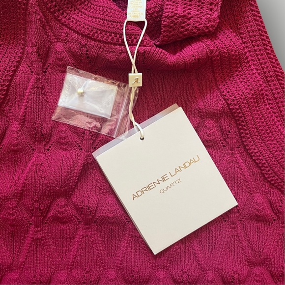 Adrienne Landau Quartz Knit Halter Sweater Tank Top Berry Pink Size M NWT Office - Picture 6 of 7